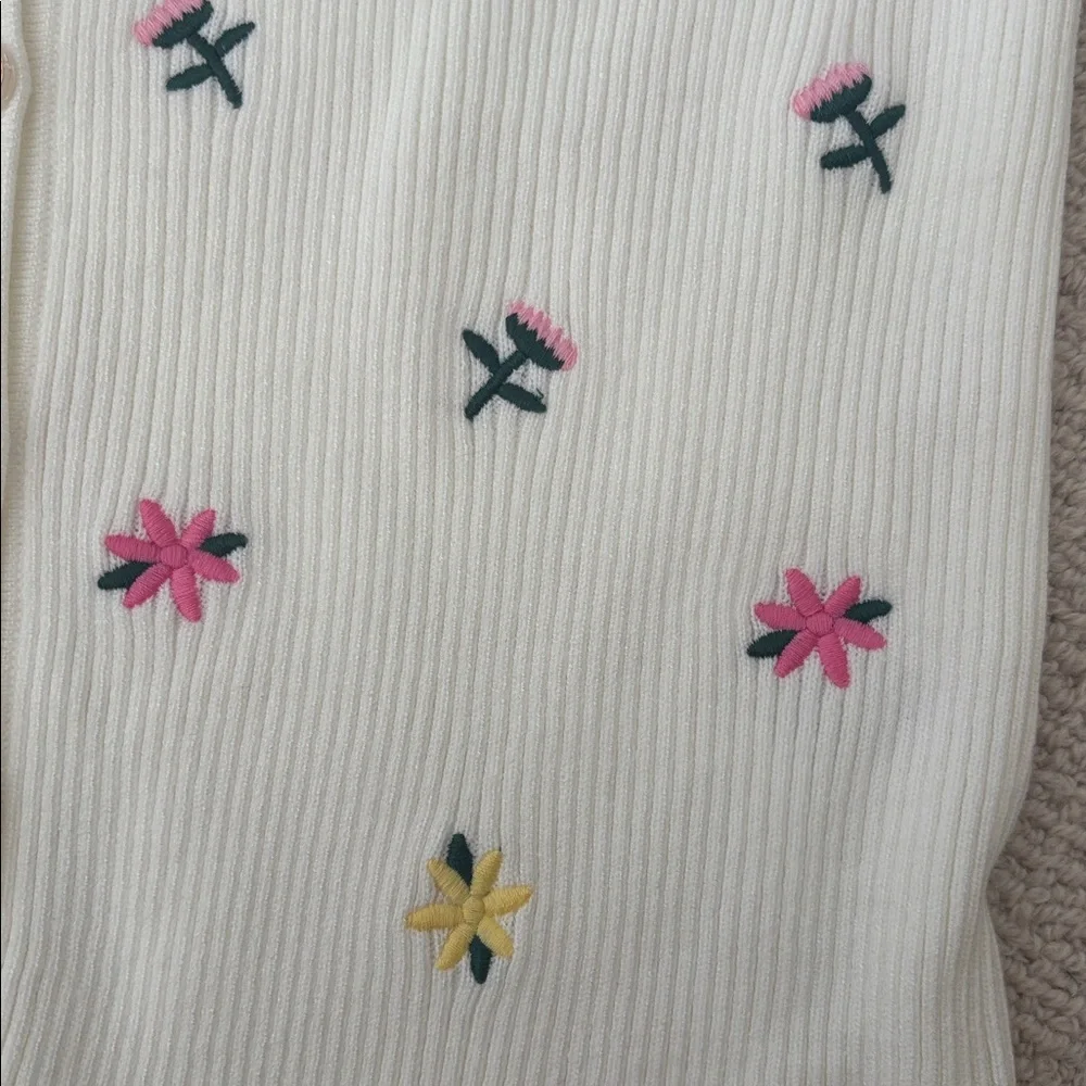 Floral Embroidered Cream Cardigan - Picture 3 of 6